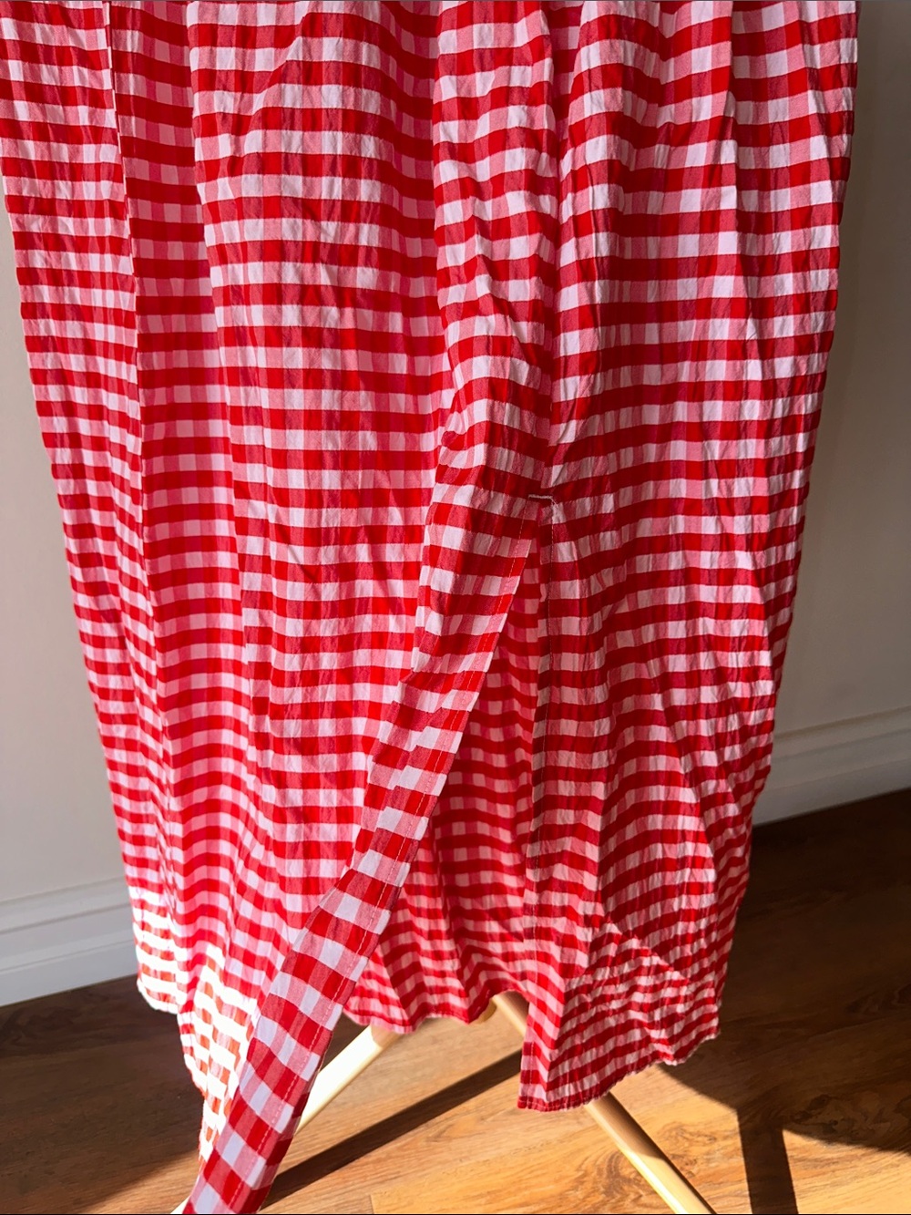 Red Gingham Smocked St Waist Midi Skirt and Tube Top - Picture 4 of 4